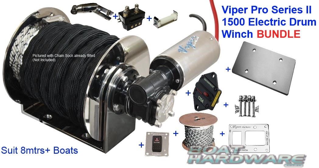 6mm 200m Rope Kit 1500 Electric Anchor Winch Bundle Viper Pro Series II