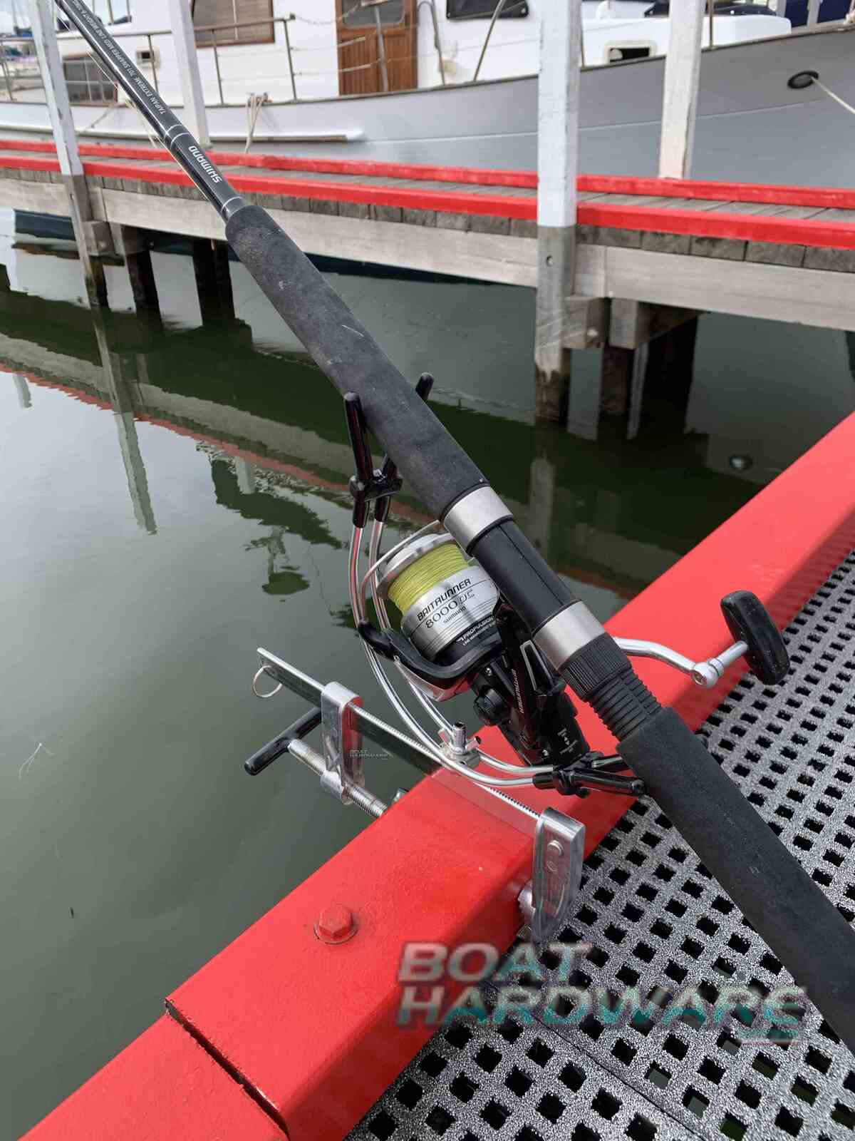Sliding Fishing Rod Holder with Adjustable Clamp + 360° Rotation