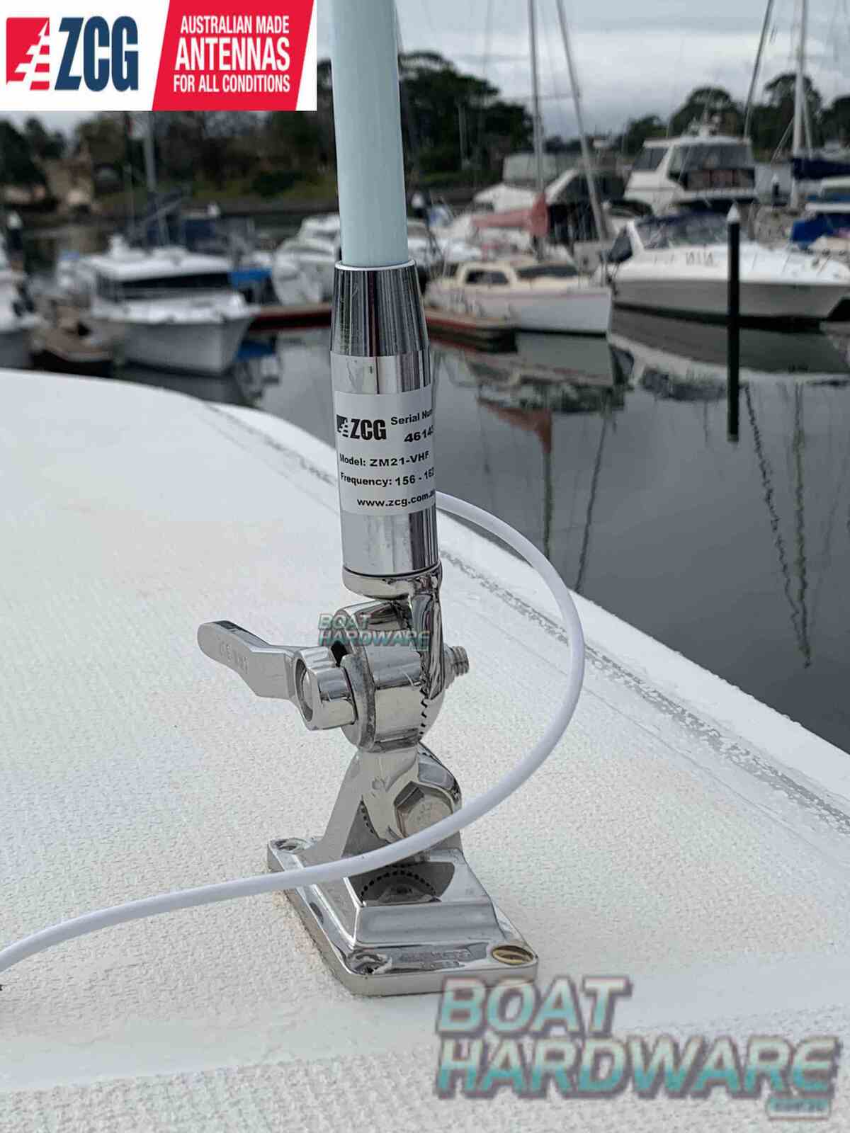 VHF Boat Marine Radio 2.1m ANTENNA 156162MHz Aust Made ZCG ZM21VHF 4