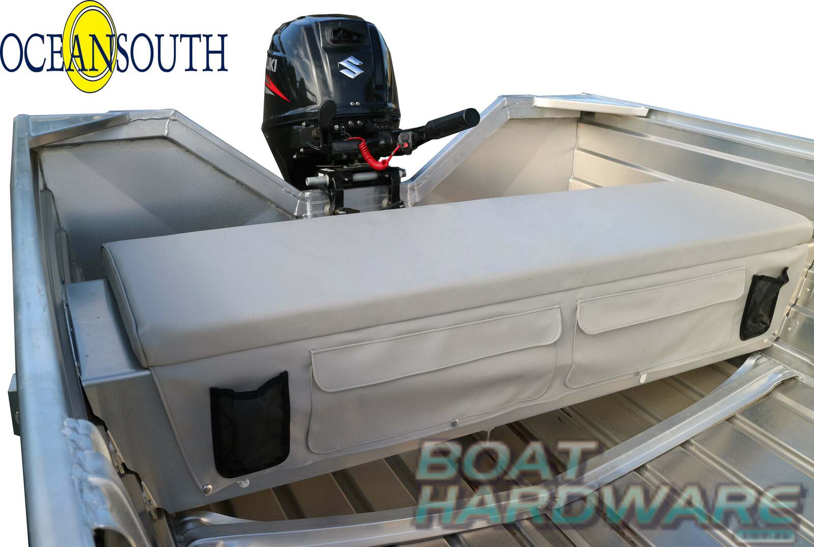 Boat Bench Seat Cushion w/ Side Storage Pockets Dense 50mm Foam