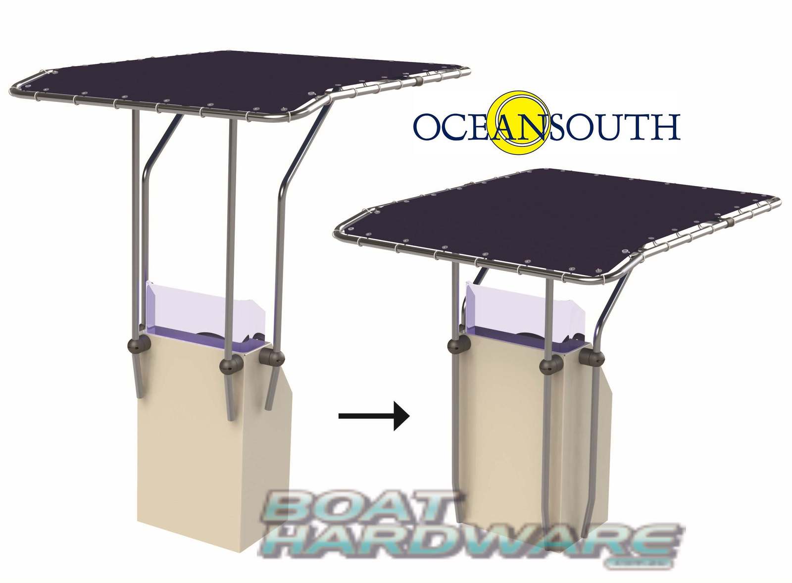 Adjustable TTop Small Centre Console Boat Cover Shelter Oceansouth