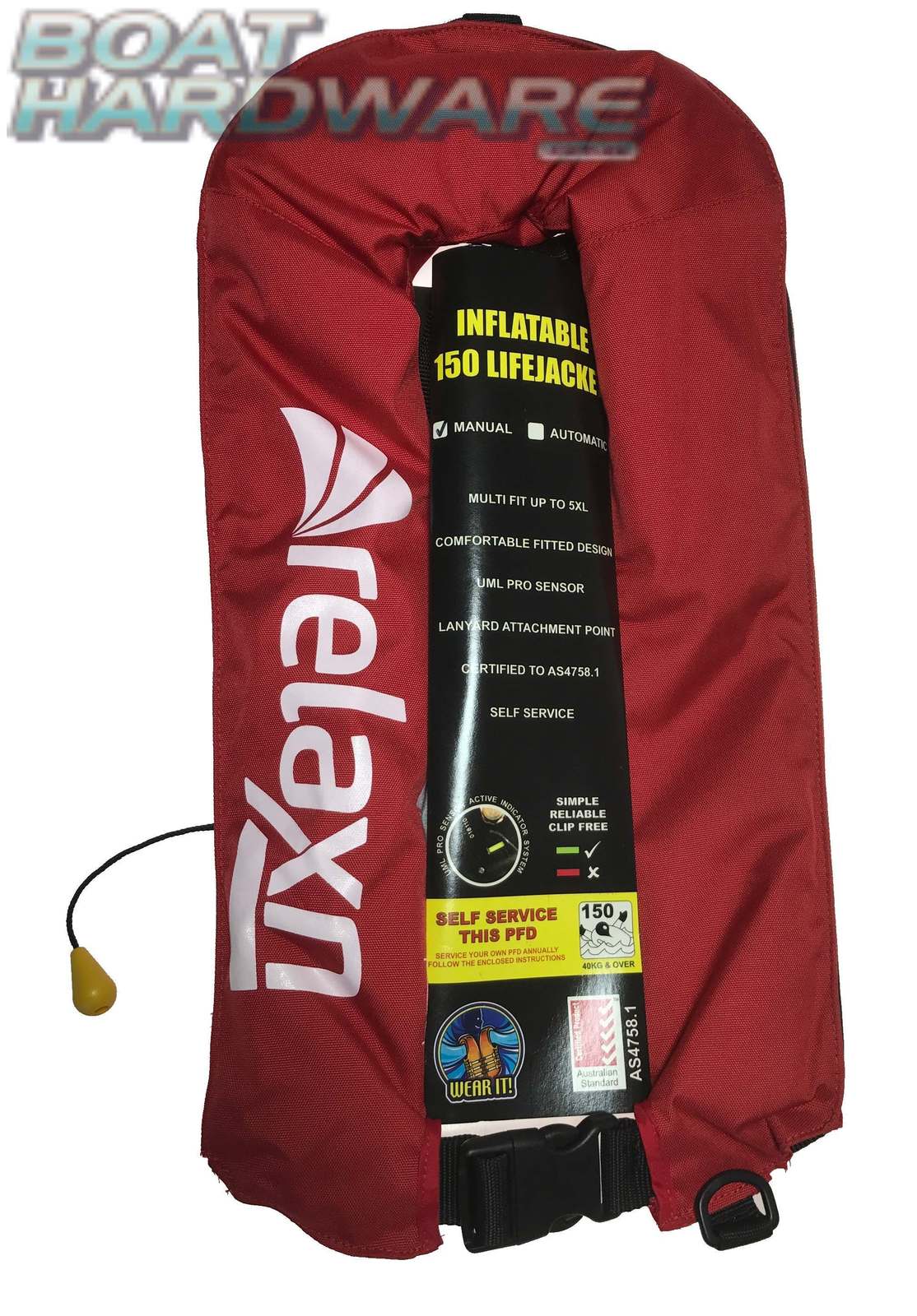 Relaxn® Inflatable PFD Manual Offshore 150N + whistle Size Adult 40kg