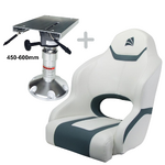 Relaxn® Sports Bucket Boat Seat White and Air Ride Pedestal (450mm - 600mm) Kit