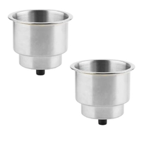 2 x Boat Cup Holder Basic Inset - 316 Stainless Steel