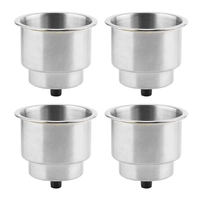 4 x Boat Cup Holder Basic Inset - 316 Stainless Steel