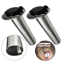 2 x Rod Holder with PVC Liner 15° Flange Flush Mount with Drainage Pipe 316 Stainless Steel