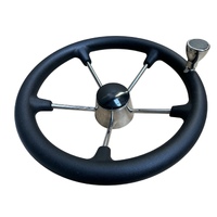 Steering Wheel with Grip and Speed Knob Stainless Steel (350mm)