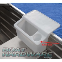 Storage Bin with Integrated Bait Board & Cup Holder