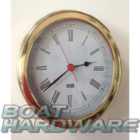 Quartz Clock Polished Brass with Roman Numerals