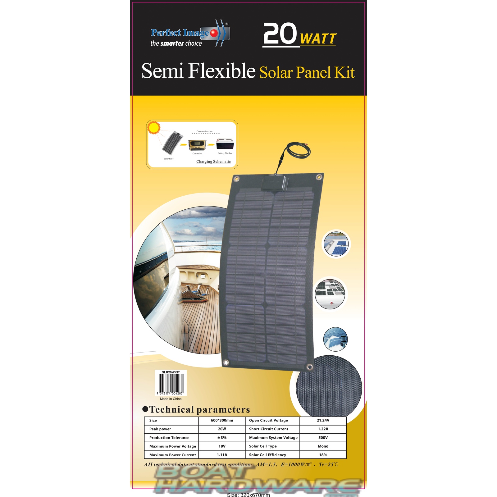 Semi Flexible Solar Panel Kit 20watt*