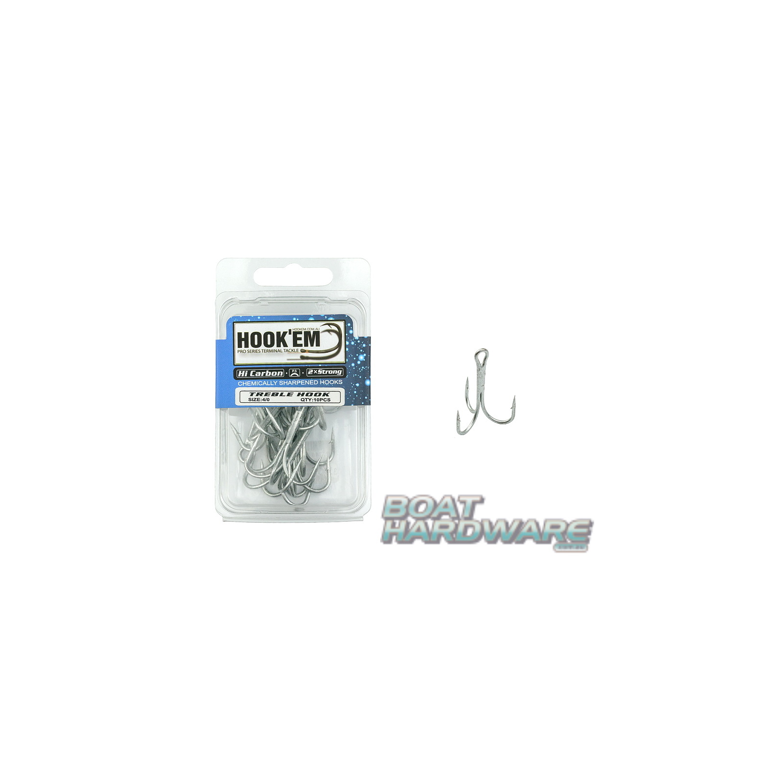 Size 4/0 Treble Hooks 10pce Blister Pack